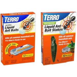 imageBundle of TERRO T300B Liquid Ant Killer 12 Bait Stations  TERRO T1813B Outdoor ReadytoUse Liquid Ant Bait Stake Killer Trap  Kills Common Household Ants