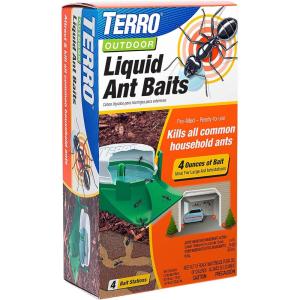 imageTERRO T1804SR Outdoor ReadytoUse Liquid Ant Bait Killer and Trap  Kills Common Household Ants  8 Bait Stations4 Bait Stations