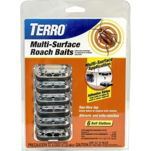 imageTERRO T500SR Indoor MultiSurface Roach Bait Stations  Indoor Roach Killer 12 Bait Stations Black1 Pack