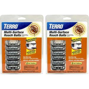 imageTERRO T500SR Indoor MultiSurface Roach Bait Stations  Indoor Roach Killer 12 Bait Stations Black2 Pack